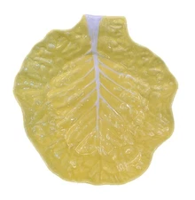 Secla Yellow Cabbage Leaf Platter Plate Dish Majolica Large Vintage Portugal