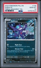 2023 POKÉMON PAL EN SABLEYE #136 COSMO HOLO TRIPLE WHAMMY TIN PSA 10 POP 52