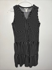 WHBM Dress Womens Medium Polka Dot Tiered Mini Tiered Jersey Stretch Classy