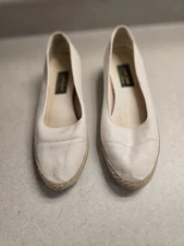 Daniel Green Leisure Footwear Shoes Wedge Slip Ons Women Size 7 Beige Canvas