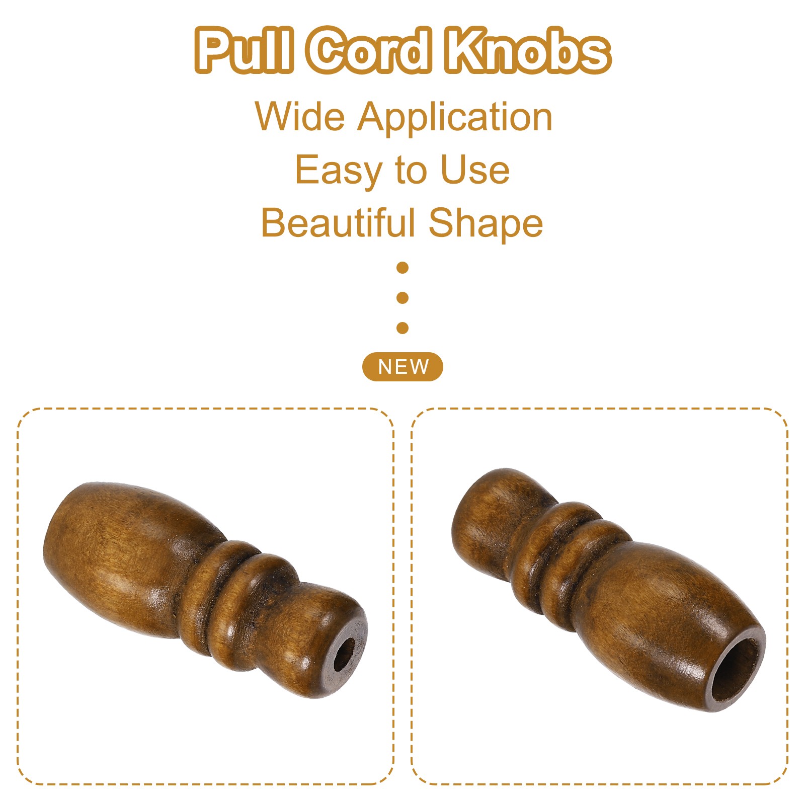 Cord Knobs, Brown Wooden Cord Tassel Drops Pull End for Window, 1.65x0.67" 6Pcs