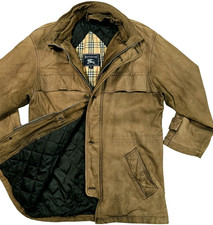 HOT VINTAGE Uomo BURBERRYS @ BBN80 PARKA TRAPUNTATO FODERATO JP PELLE MARRONE Giacca MA S-M