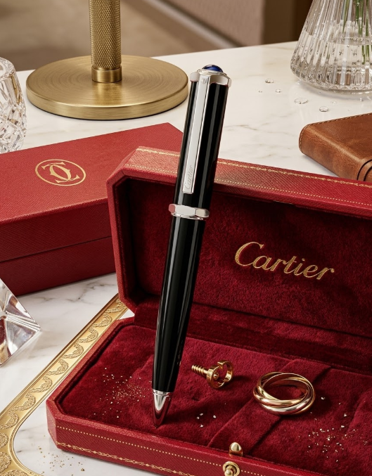 Cartier Santos Palladium Black Rollerball Pen Luxury Writing Gift