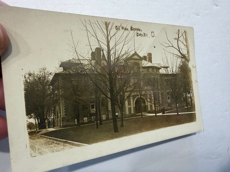 vintage real photo postcard Gl. HIGH SCHOOL SHELBY OHIO OH Galion VIEW CO photo