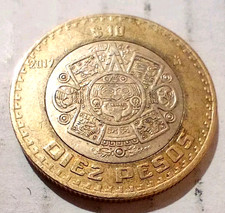 Diez Pesos 2017 Mexico Coin $10 Piedra Del Sol Tonatiuh