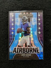2023 Lamar Jackson Rookies & Stars Airborne Purple Pandora /75 (#AI-3)