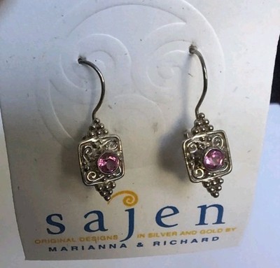 Sajen Sterling Pink Stone Earrings