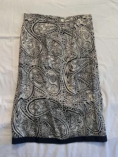 Carlisle Women’s Size 12 Black White Knee Length Pencil Skirt Slit Lined