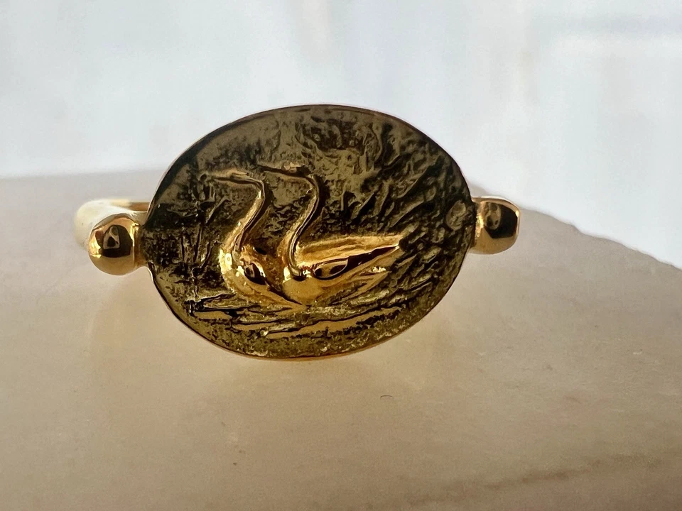 The geese Minoan Signet ring Solid Gold 9 Karat - Image 2 of 4