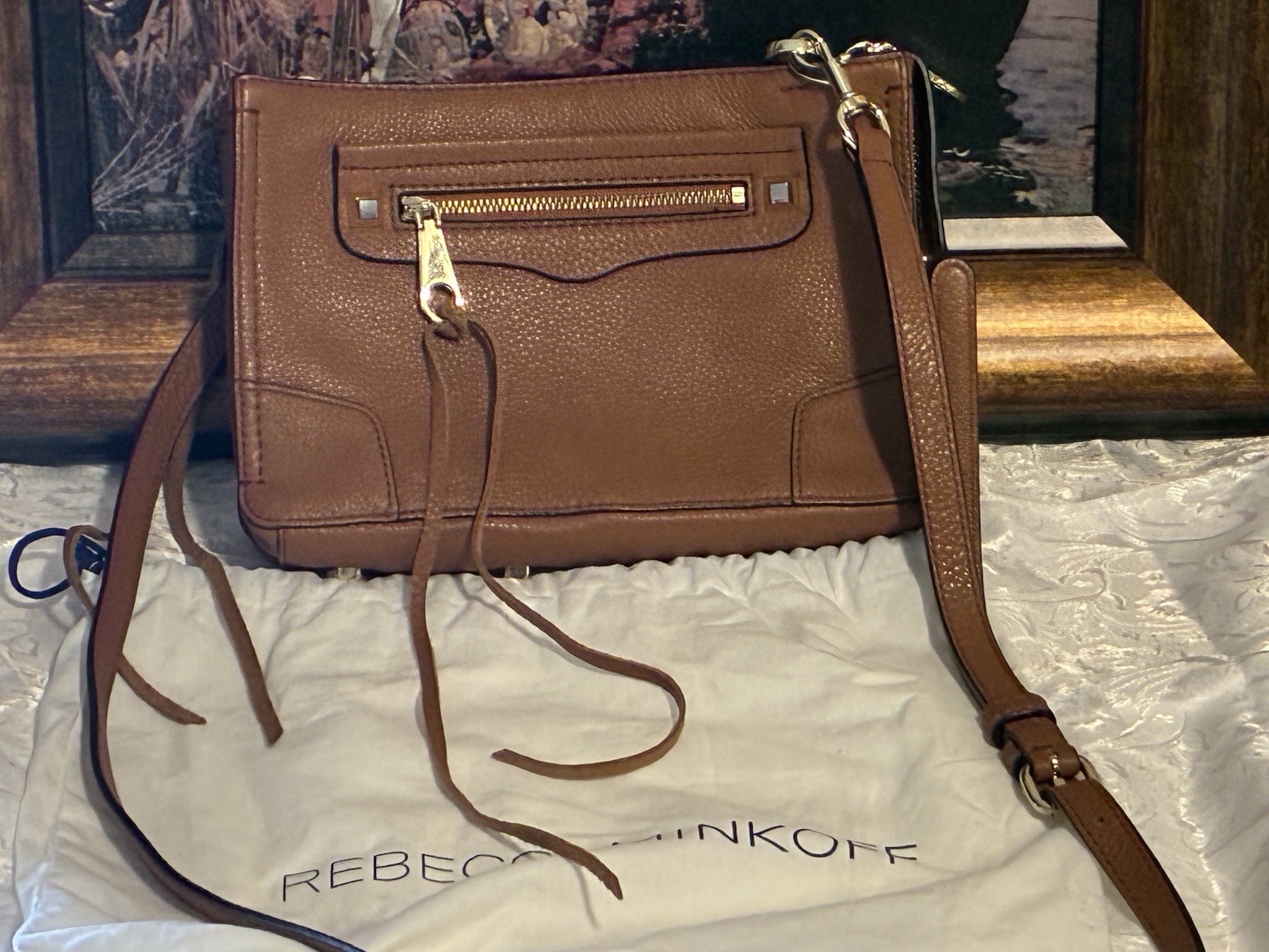 Rebecca Minkoff Regan Crossbody British Tan Leather Purse