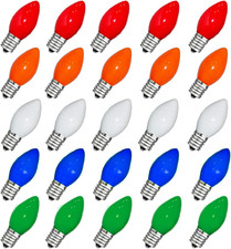 Christmas Light Bulbs C7 Multi-Color Replacement Bulbs  25 Pack  C7 Ceramic Outdo