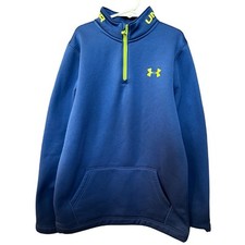 Under Armour Youth Boy  s Blue Quarter Zip Pullover Fleece Jacket Cold Gear Med