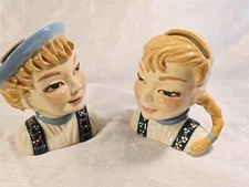 Rare 1950s Swedish Girl and Boy Sven & Svea Dutch Head Vases Ceramic Arts Studio