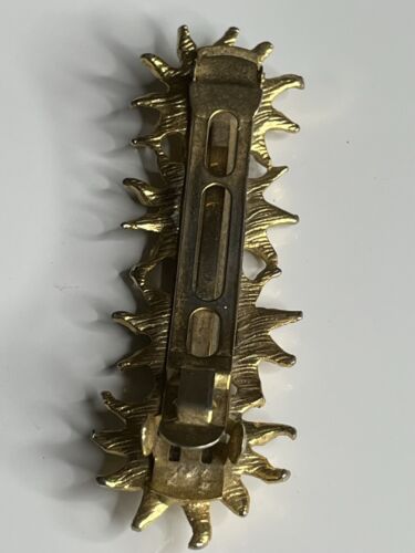 Vintage Metal Textured Gold Tone Sun Flowers Hair Clip Barrette - Picture 3 of 5