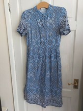 Asos Africa Uk 10 Blue White  A Line Pockets Split On Each Side Dress Summer 