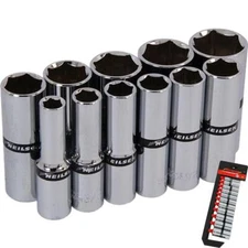 Neilsen 11pc SAE Deep Sockets 5/16" - 7/8" Socket Set 3/8" Drive 6pt With Rail