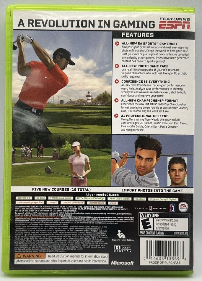 Tiger Woods PGA Tour 08 XBOX EA Sports Rated E W/Manual Free Shipping 2007 - Image 2 of 3