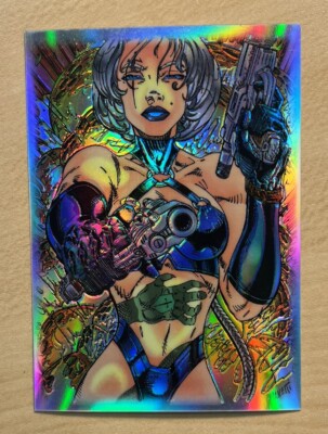 Lethal Strike 1997 Krome REFRACTOR Sticker Card #17, MINT
