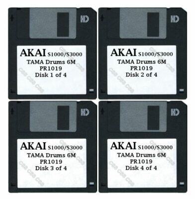 Akai S1000 / S3000 Four Floppy Disks TAMA Drums 6M PR1019