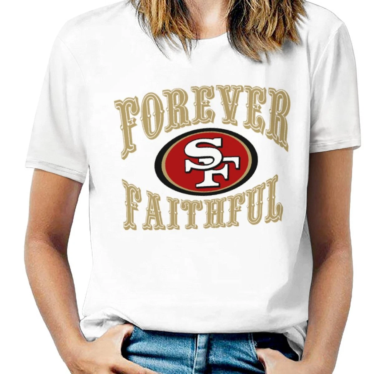 Forever Faithful San Francisco 49ers Womens Print T-shirt Short Sleeve  T-Shirt