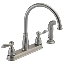 Delta Windemere Two Handle Kitchen Faucet Stainless-Certified Refurbished
