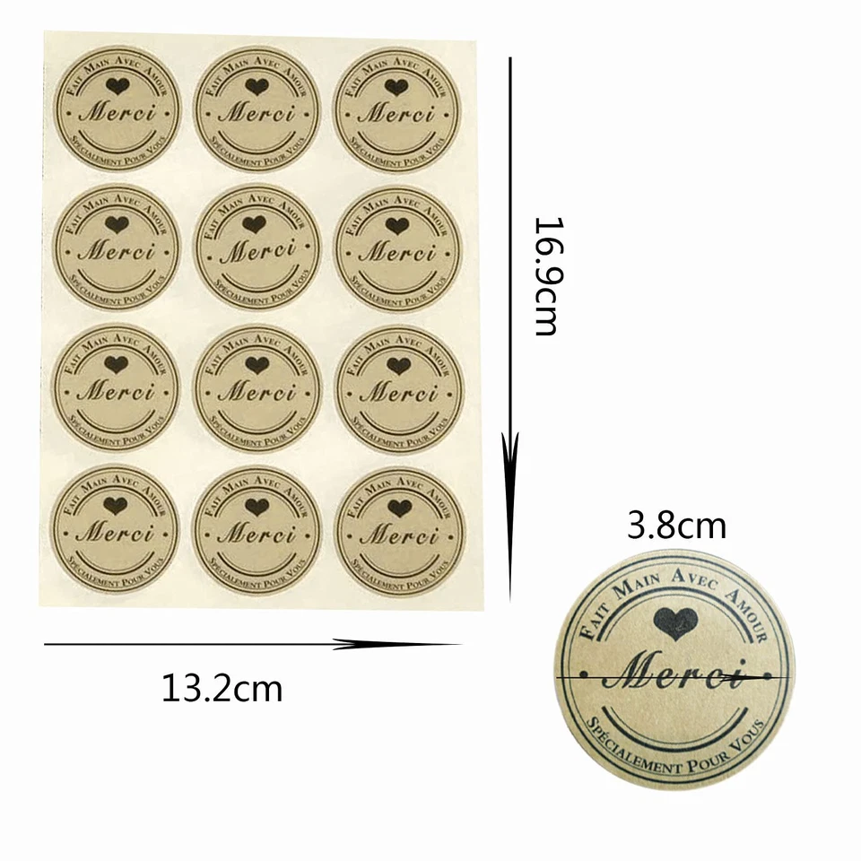 Selbstklebend 38 cm Dankeschön 300 Stück Kraftpapier rund für Verpackung Umsc... - Bild 3 von 4