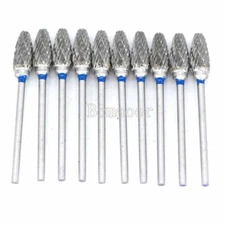 10PCs Dental Lab Tungsten Carbide Bur Polisher Drill Cutter HP Shank All Sizes
