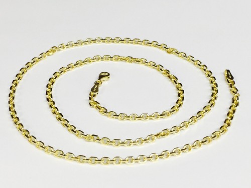 18k Yellow Gold 2.6mm Diamond Cut Classic Pendant Cable Chain Necklace 20" 10gr - Picture 3 of 14