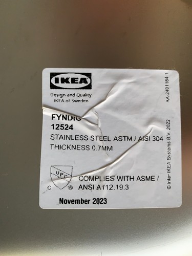 Fregadero IKEA FYNDIG, Acero Inoxidable, 18 1/8 x 15 3/4", 702.021.32 - Imagen 4 de 7