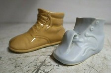  LOT OF TWO Vintage Victorian Pottery Ceramic Bootie Baby Shoes