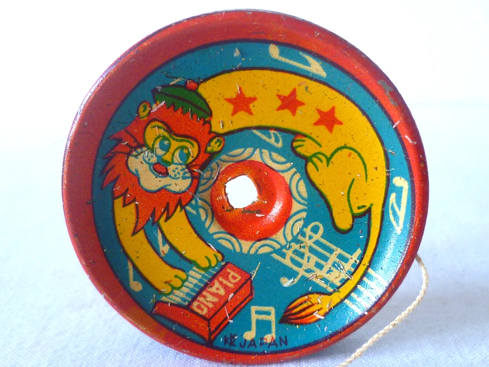 JOUET ANCIEN YO-YO LION PIANISTE EN TOLE LITHOGRAPHIÉE JAPON 1950/60 (2) - Photo 2/4