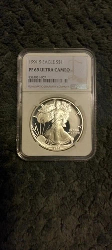 1991-S Proof $1 American Silver Eagle NGC PF69UC Brown Label