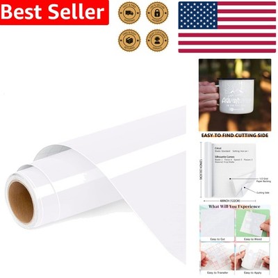 Durable Glossy White Permanent Vinyl 12x4FT Self-Adhesive Craft Maker Decals DIY
