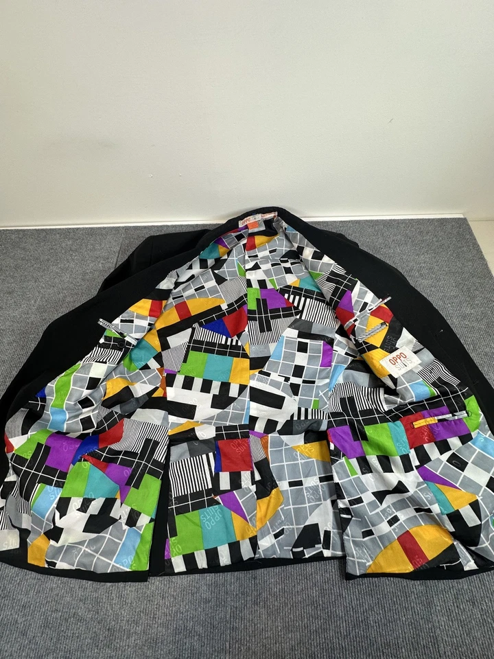 Blazer Oppo Trajes Negro Colorido Interior Adulto Talla 38 Foto 2 de 4