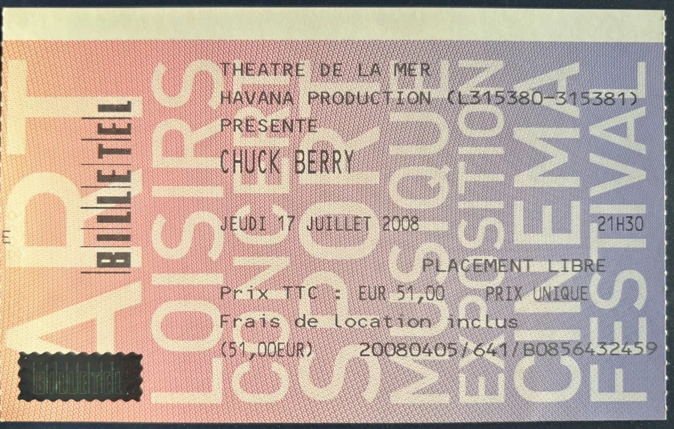 Billet Concert Chuck Berry 2008 - Photo 1/1