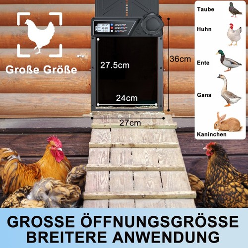 Alu Hühnerklappe Elektrisch Hühnertür Hühnerstalltür Automatische mit/ohne Solar - Bild 46 von 57