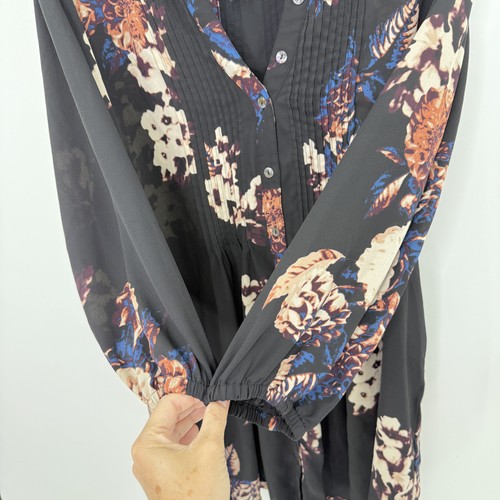Melissa McCarthy Seven7 Plus Size Black Floral Button Up Boho Blouse 1x Preppy - Picture 4 of 10