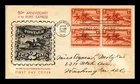 US COVER PONY EXPRESS 80TH ANNIVERSARY FDC SCOTT 894 BLOCK OF 4 STAINED FRONT