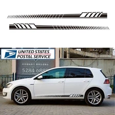 Pair Black Long Stripe Car Body Side Graphics Vinyl Decal Sticker Racing styling
