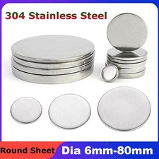 304 Stainless Steel Discs / Circles Round Sheet Plate Dia 6mm-80mm Thick 1-5mm