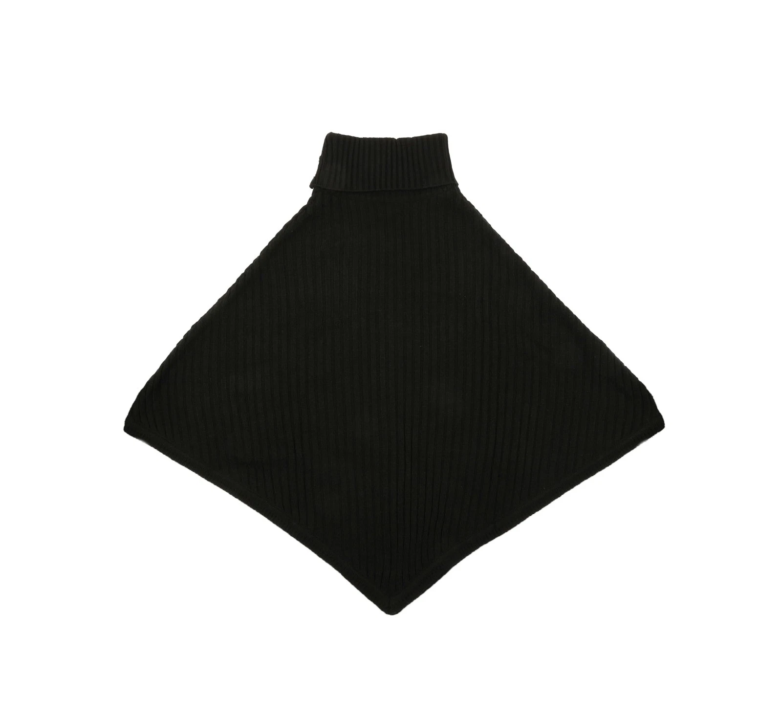 Michael Kors Women's Black Wide Rib Button Turtleneck Poncho One Size