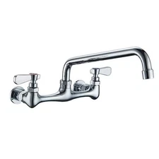 BWE 2-Handle Wall Mount Kitchen Faucet With 8 Inch Swivel Spout Polished Chrome