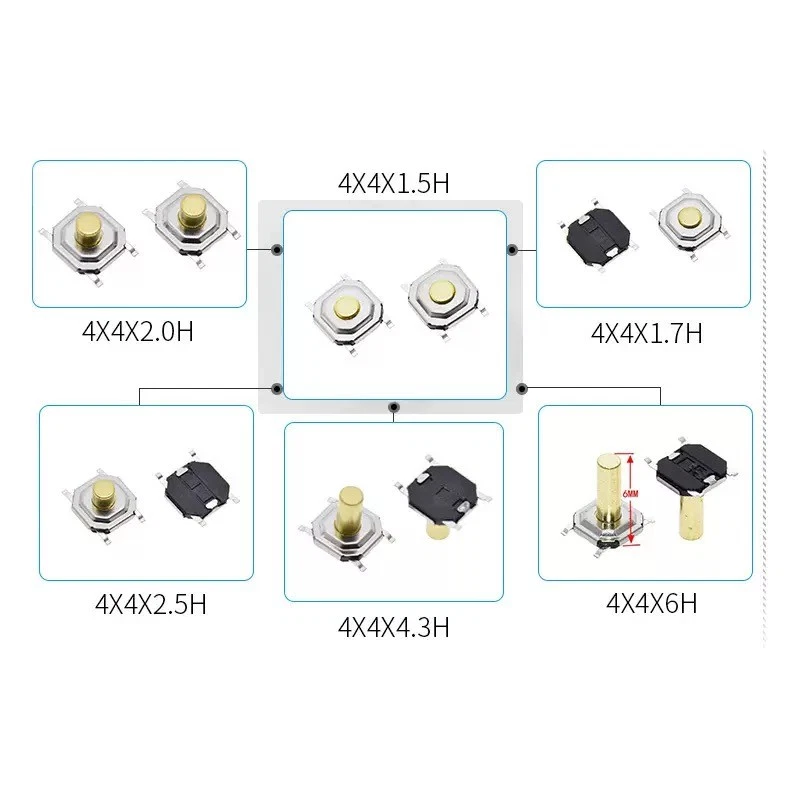 10pcs 4x4mm SMD Micro Tactile Push Button Switch 4 Pin Momentary Round Button - Image 3 of 4
