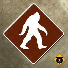 Bigfoot warning sign Pikes Peak Colorado caution danger Sasquatch 12x12