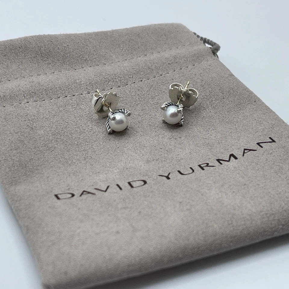 Aretes David Yurman de plata de ley 925 con perlas de 6 mm Foto 2 de 4