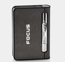 FOCUS Automatic Cigarette Case Dispenser with Built in Torch Lighter