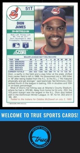 1989 Score Rookie & Traded #51T Dion James - Picture 2 of 2