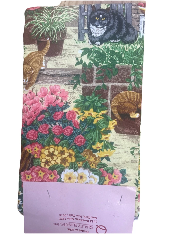 Vintage Concord Fabric Designed by The Kesslers Gorgeous Garden Cats 18” x45” - Image 4 of 4