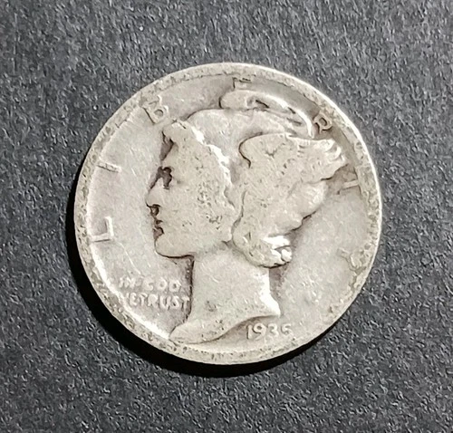 1935 D Mercury Dime 90% Silver Avg Circ Denver Minted