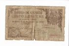 SPAIN: 5 PESETAS GOVERNMENT OF BURGOS. YEAR 1936. WITH SERIES. RC-. ORIGINAL.